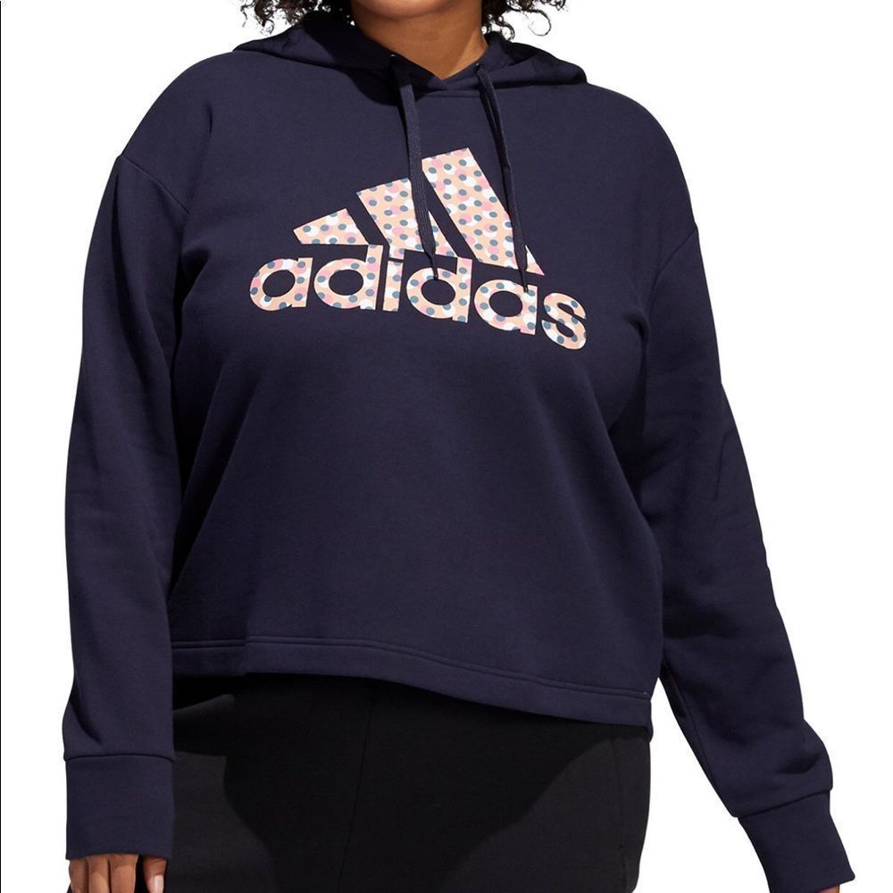 ADIDAS Plus Size Dot-Print Logo Hooded SweatShirt 4X - Picture 3 of 6